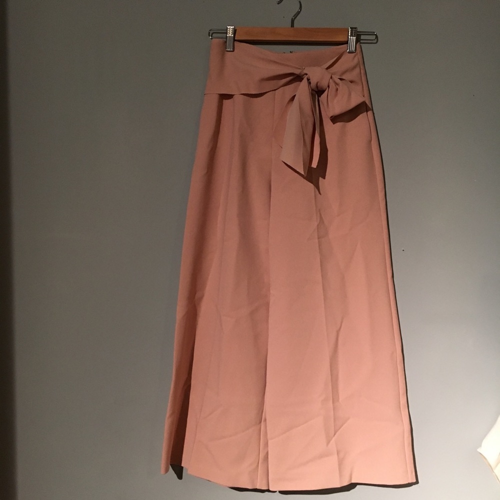NWOT TOPSHOP Pink Tie Crop Wide Leg Trousers - Picture 5 of 6